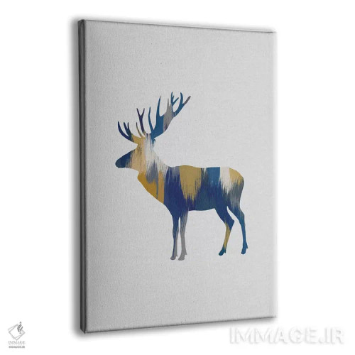 تابلو مینیمال گوزن شمالی آبی و زرد اثر اورارا استودیو - نمای پرسپکتیو محصول