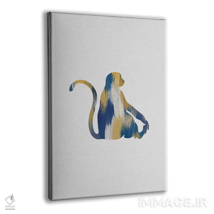 تابلو مینیمال میمون آبی و زرد اثر اورارا استودیو - نمای پرسپکتیو محصول