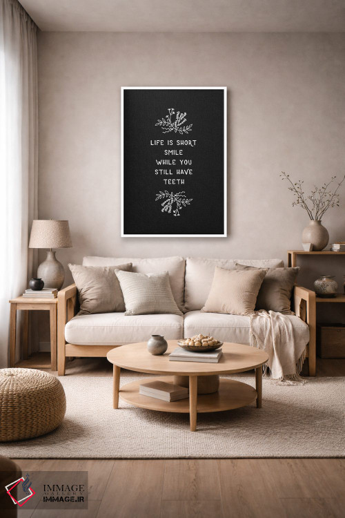 تابلو دکوراتیو زندگی کوتاهه، لبخند بزن اثر اورارا استودیو - D3W