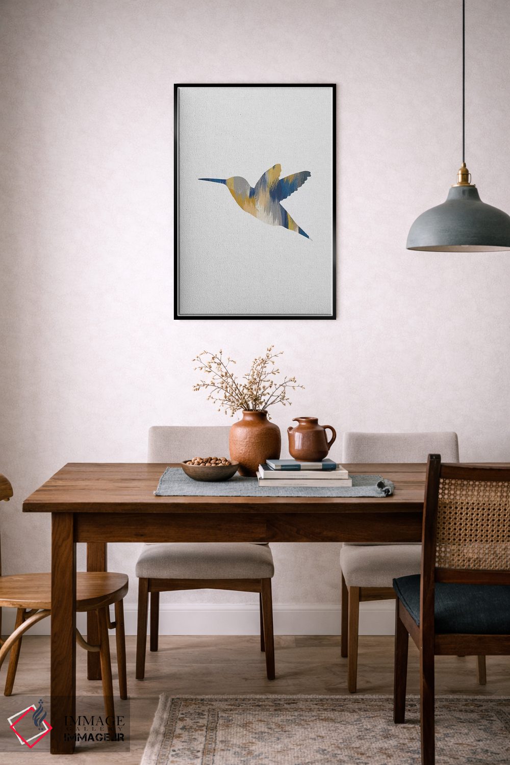 تابلو مینیمال مرغ مگس خوار آبی و زرد ۱ اثر اورارا استودیو - D6B