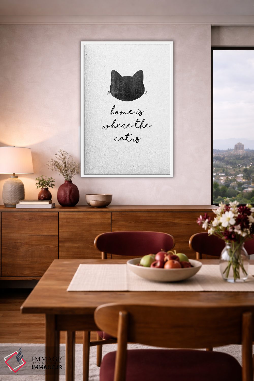 تابلو مینیمال خانه آن جاست که گربه هست اثر اورارا استودیو - D4W