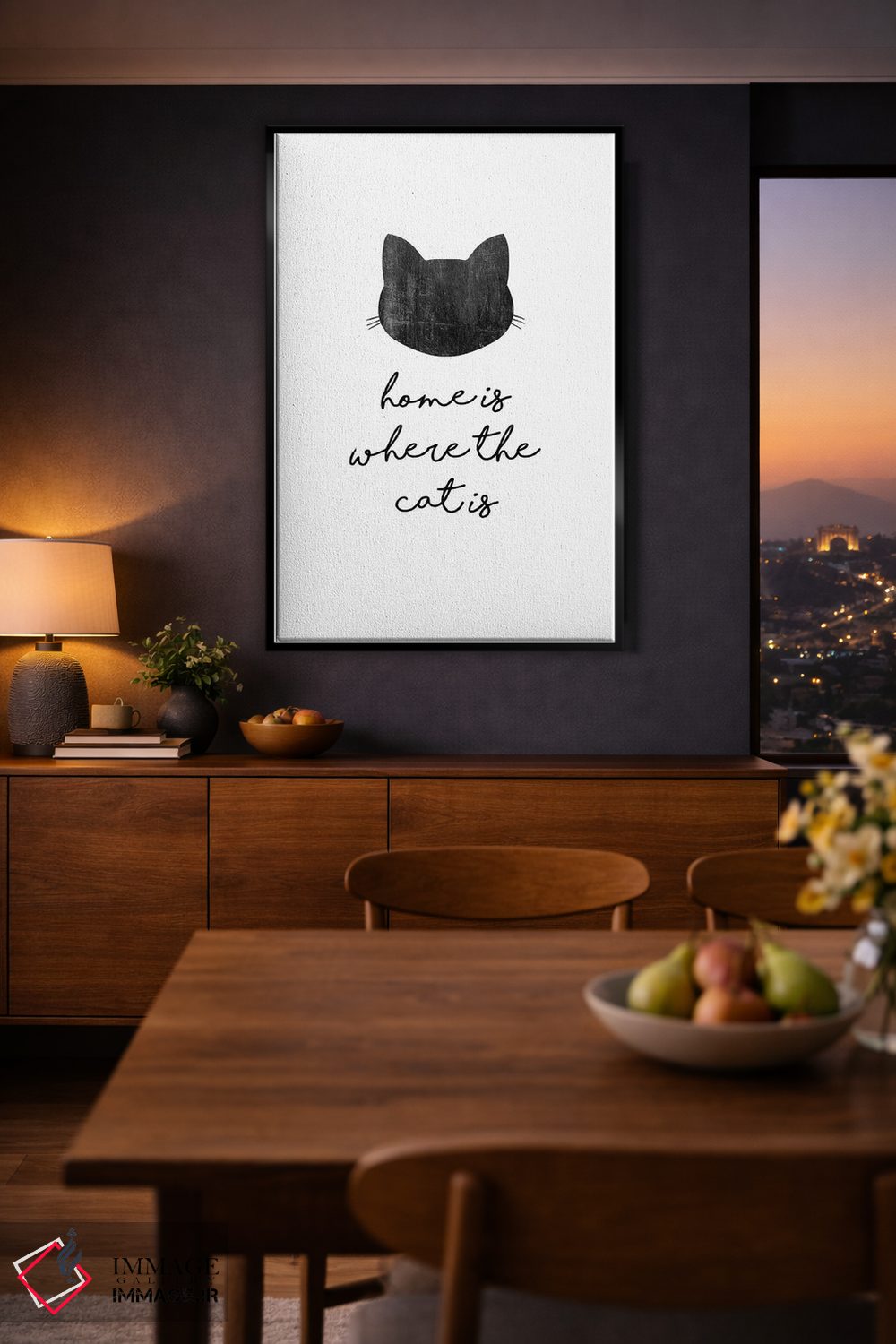 تابلو مینیمال خانه آن جاست که گربه هست اثر اورارا استودیو - D3B