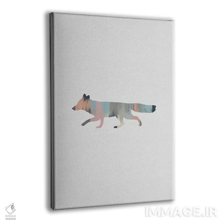 تابلو مینیمال روباه پاستلی اثر اورارا استودیو - نمای پرسپکتیو محصول