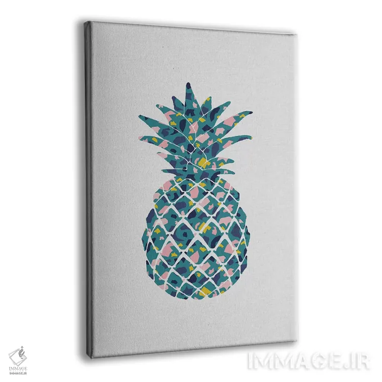 تابلو مینیمال آناناس به رنگ آبی متمایل به سبز اثر اورارا استودیو - نمای پرسپکتیو محصول