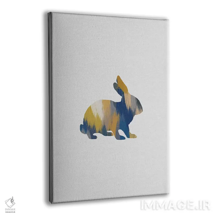 تابلو مینیمال خرگوش آبی و زرد اثر اورارا استودیو - نمای پرسپکتیو محصول