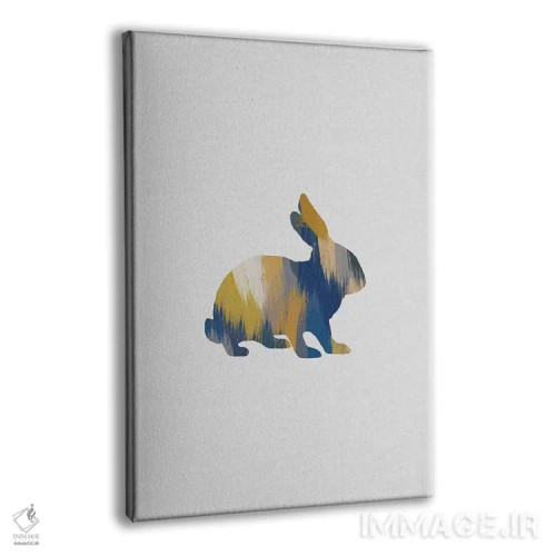 تابلو مینیمال خرگوش آبی و زرد اثر اورارا استودیو - نمای پرسپکتیو محصول