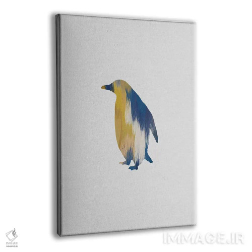 تابلو مینیمال پنگوئن آبی و زرد اثر اورارا استودیو - نمای پرسپکتیو محصول