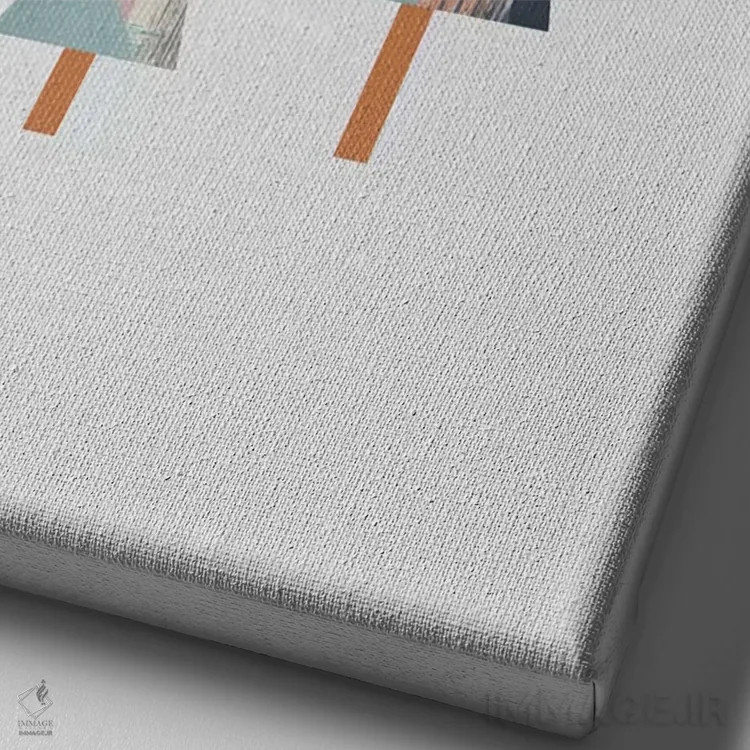 تابلو مینیمال درخت های پاستلی اثر اورارا استودیو - نمای نزدیک بافت بوم