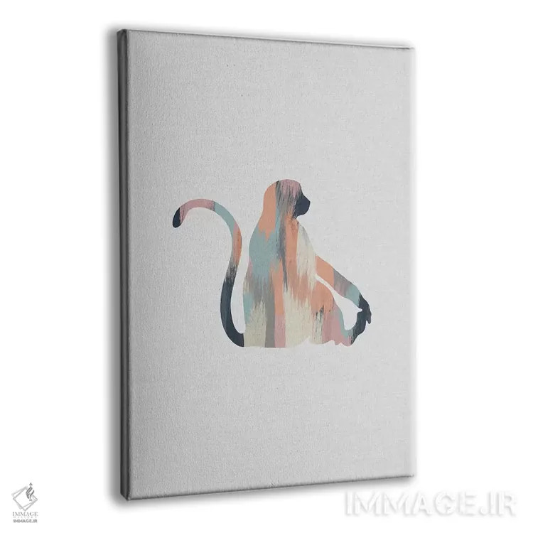 تابلو مینیمال میمون پاستلی اثر اورارا استودیو - نمای پرسپکتیو محصول
