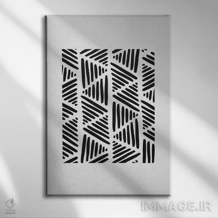 تابلو مینیمال انتزاعی سیاه و سفید ۱ اثر اورارا استودیو - نمای روبهرو روی دیوار