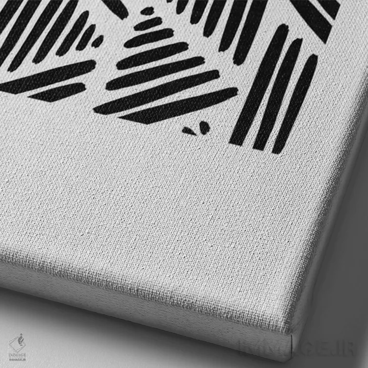 تابلو مینیمال انتزاعی سیاه و سفید ۱ اثر اورارا استودیو - نمای نزدیک بافت بوم