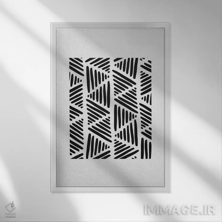 تابلو مینیمال انتزاعی سیاه و سفید ۱ اثر اورارا استودیو - نمای قابدار سفید