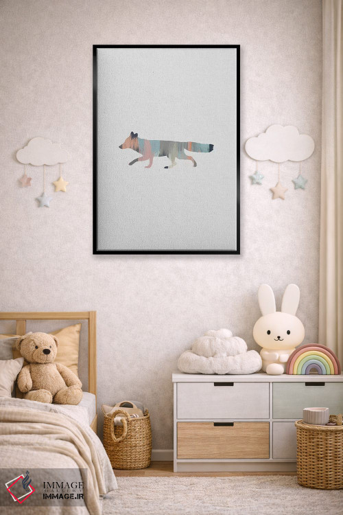 تابلو مینیمال روباه پاستلی اثر اورارا استودیو - D6B