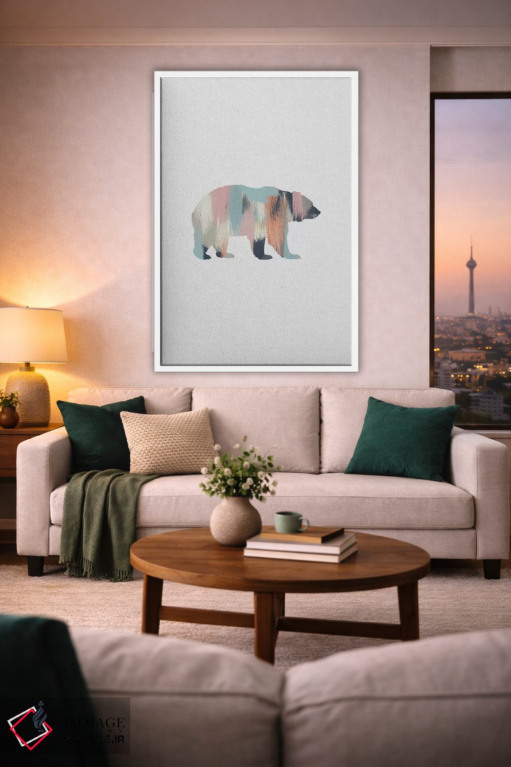 تابلو مینیمال خرس پاستلی اثر اورارا استودیو - D1W