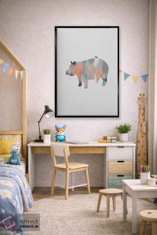 تابلو مینیمال اسب آبی پاستلی اثر اورارا استودیو - D2B