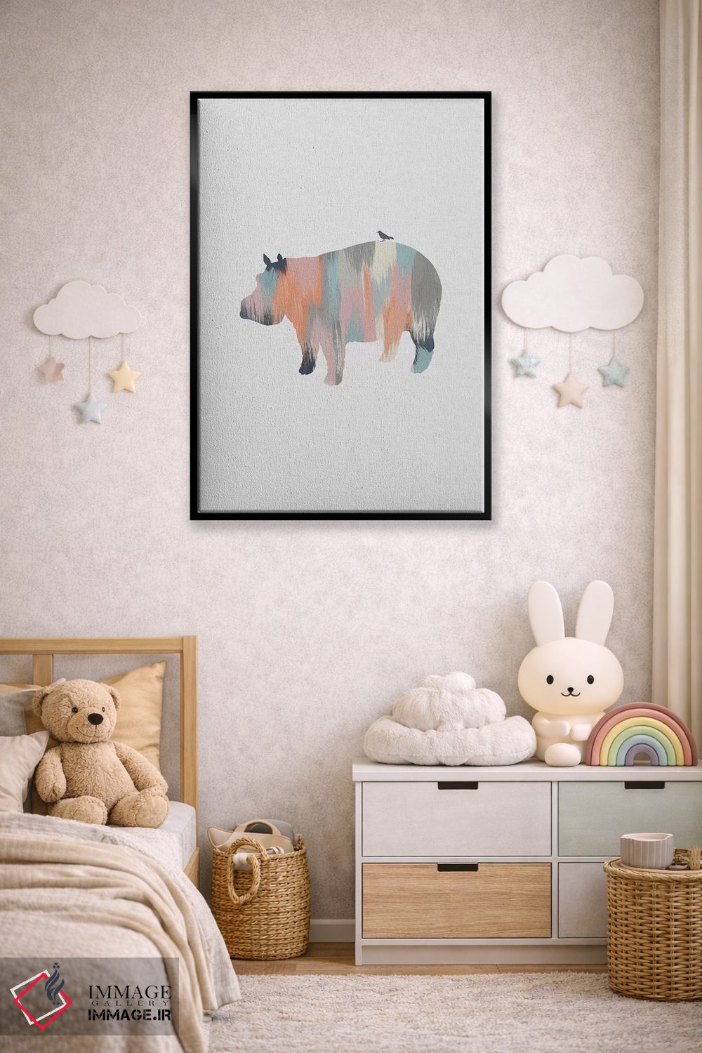تابلو مینیمال اسب آبی پاستلی اثر اورارا استودیو - D5B
