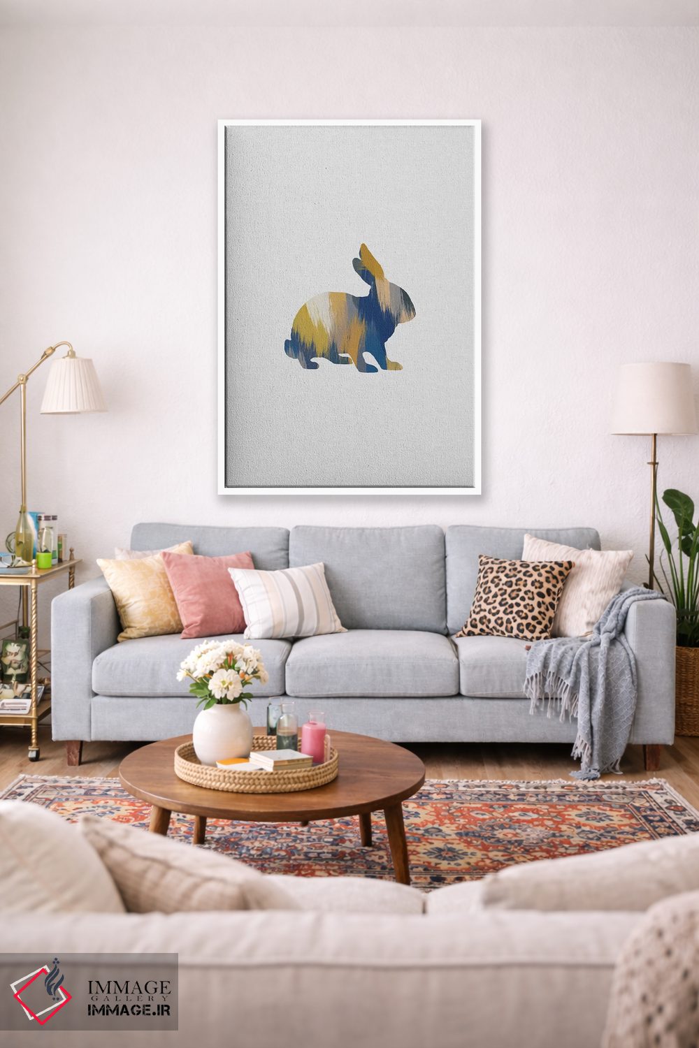 تابلو مینیمال خرگوش آبی و زرد اثر اورارا استودیو - D1W