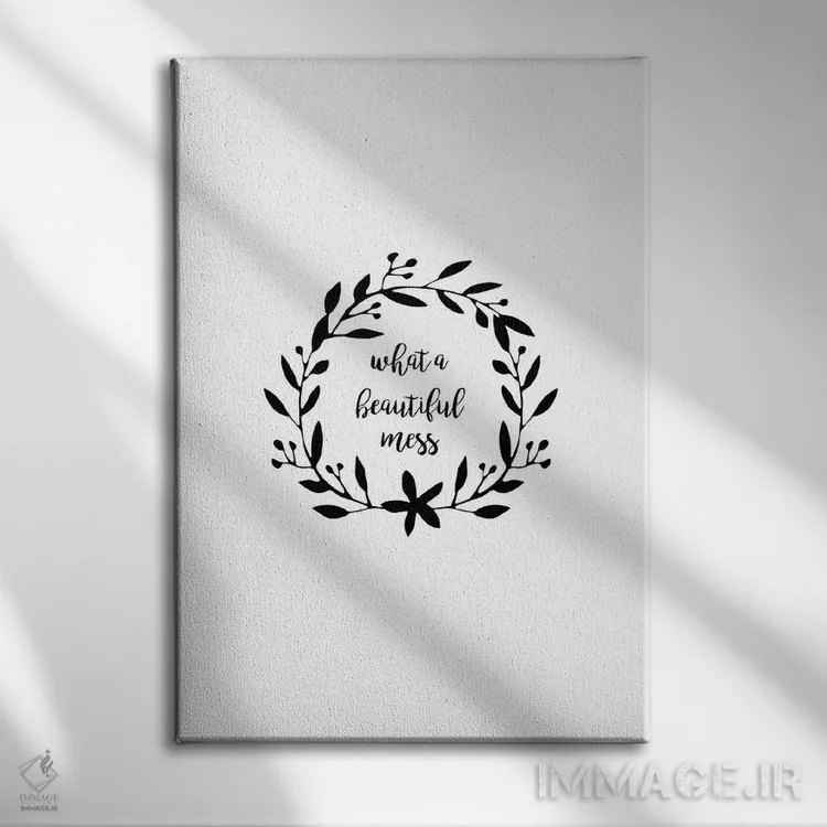 تابلو مینیمال چه آشوب زیبایی اثر اورارا استودیو - نمای روبهرو روی دیوار