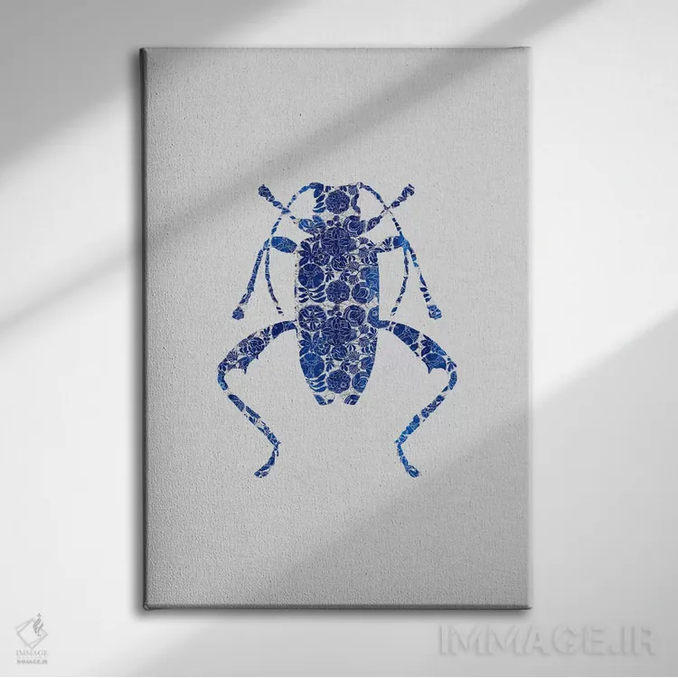 تابلو مدرن سوسک آبی ۴ اثر اورارا استودیو - نمای روبهرو روی دیوار