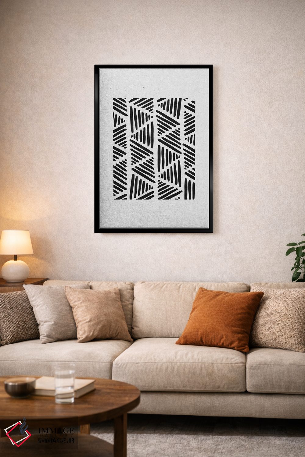 تابلو مینیمال انتزاعی سیاه و سفید ۱ اثر اورارا استودیو - D3B