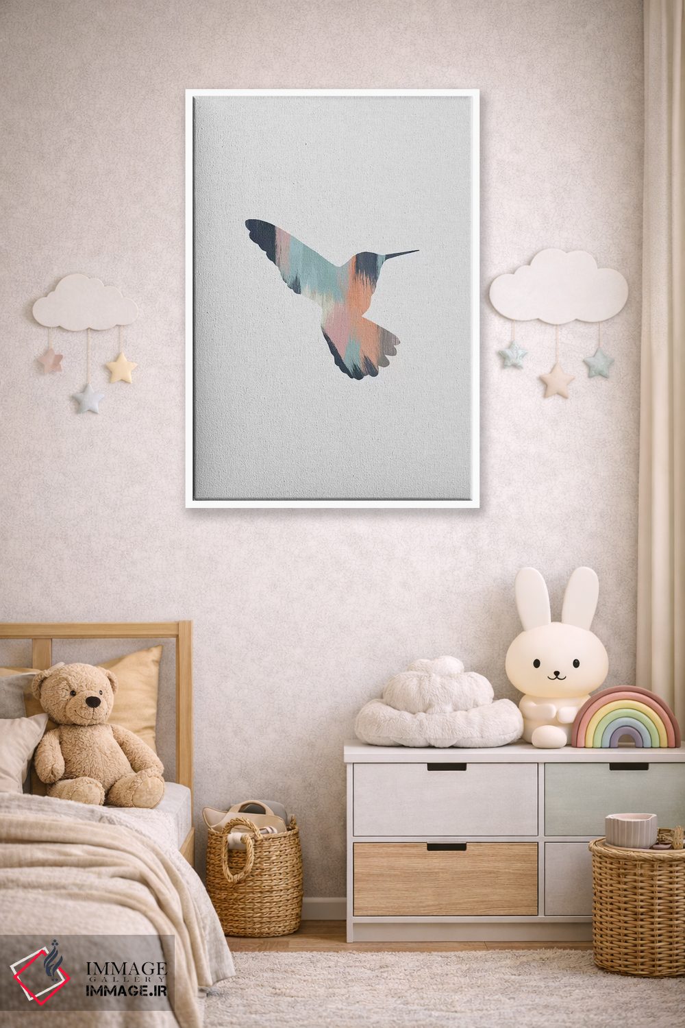 تابلو مینیمال مرغ مگس خوار پاستلی ۲ اثر اورارا استودیو - D4W