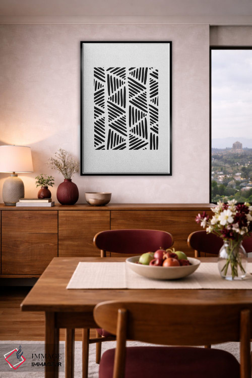 تابلو مینیمال انتزاعی سیاه و سفید ۱ اثر اورارا استودیو - D4B