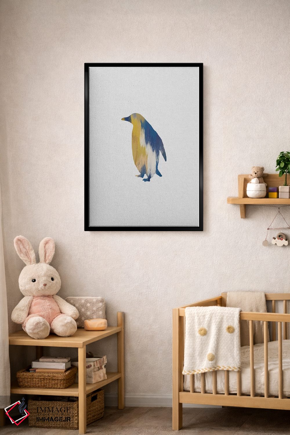 تابلو مینیمال پنگوئن آبی و زرد اثر اورارا استودیو - D5B