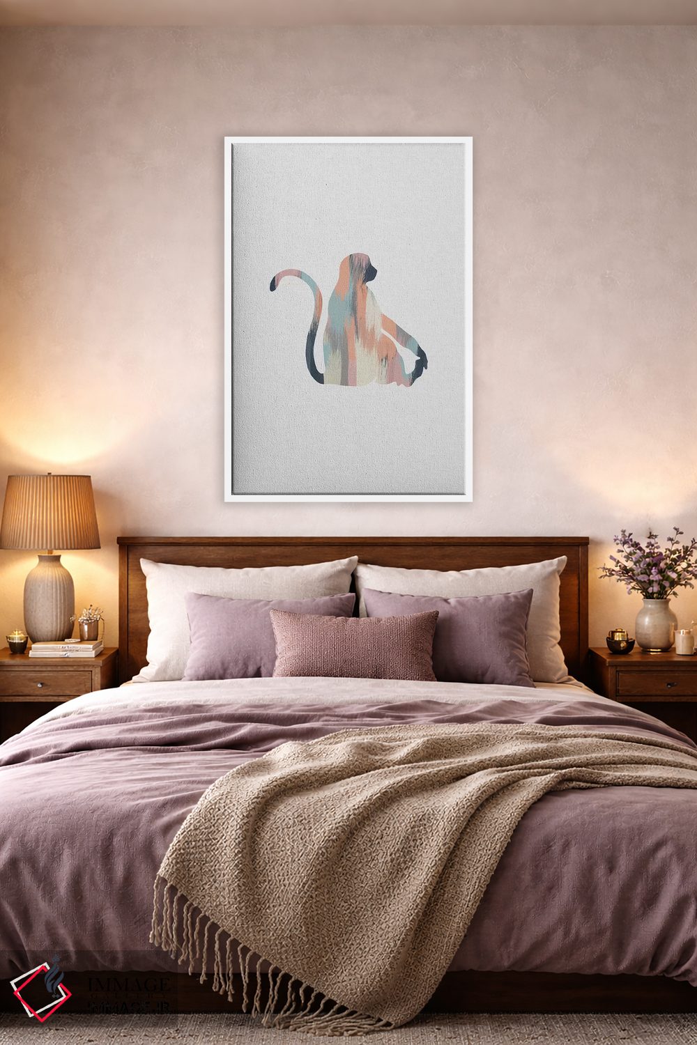 تابلو مینیمال میمون پاستلی اثر اورارا استودیو - D3W