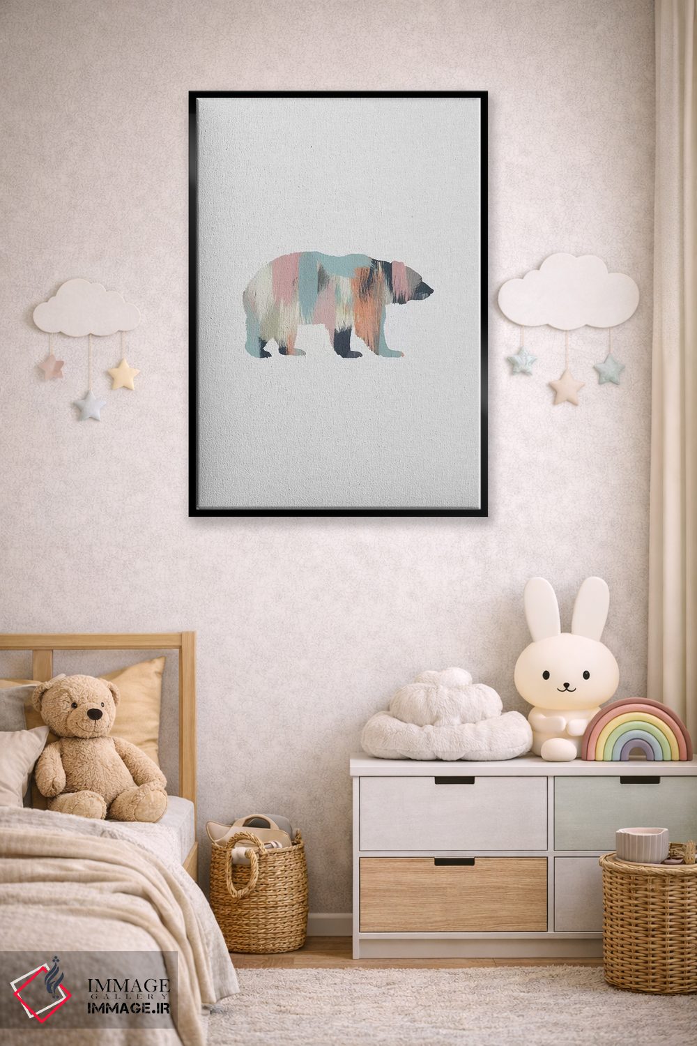 تابلو مینیمال خرس پاستلی اثر اورارا استودیو - D6B