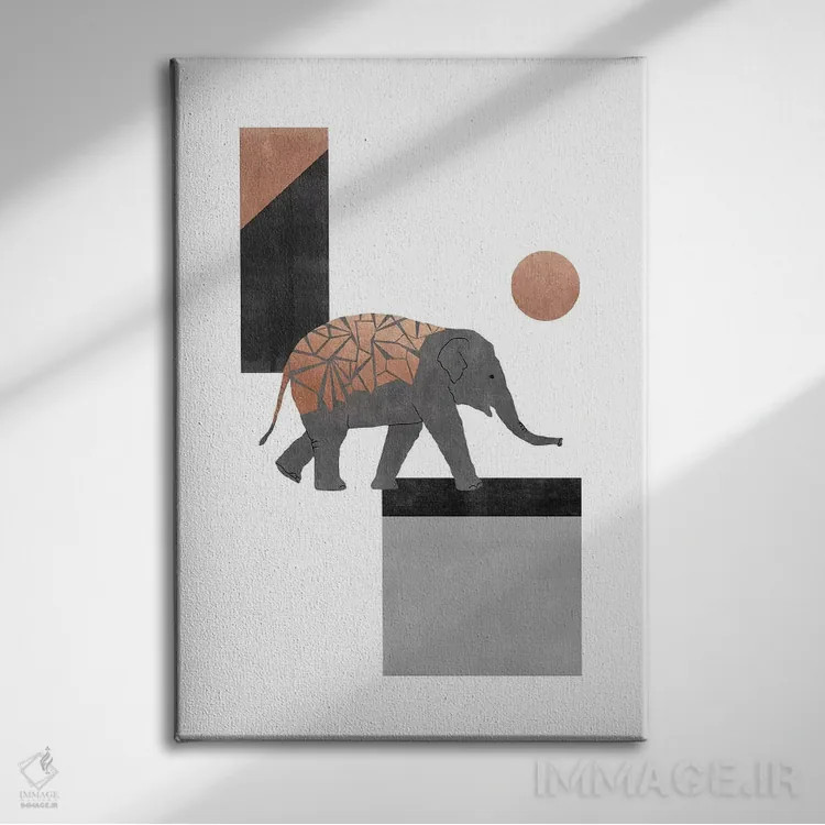تابلو دکوراتیو فسیفه فیل ۱ اثر اورارا استودیو - نمای روبهرو روی دیوار