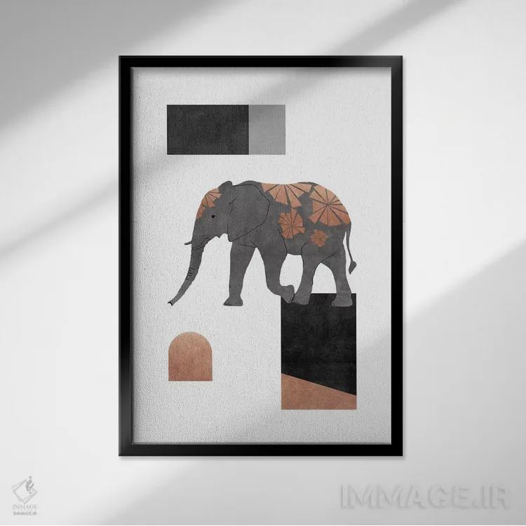 تابلو دکوراتیو فسیفه فیل ۲ اثر اورارا استودیو - نمای قابدار مشکی