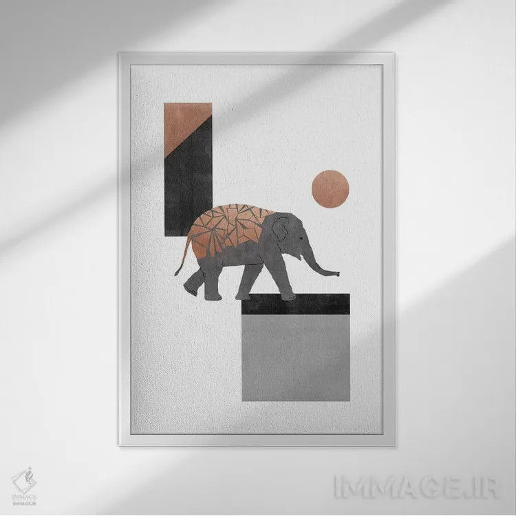 تابلو دکوراتیو فسیفه فیل ۱ اثر اورارا استودیو - نمای قابدار سفید