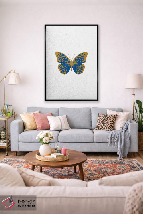 تابلو مدرن پروانه آبی اثر اورارا استودیو - D1B