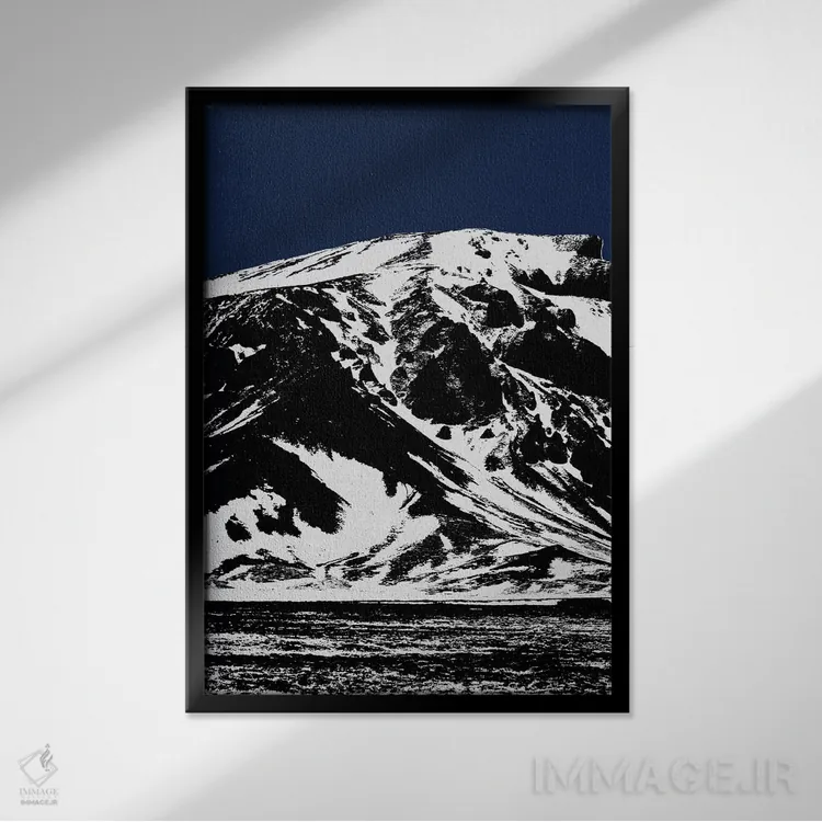 تابلو مدرن کوه آبی ۱ اثر اورارا استودیو - نمای قابدار مشکی