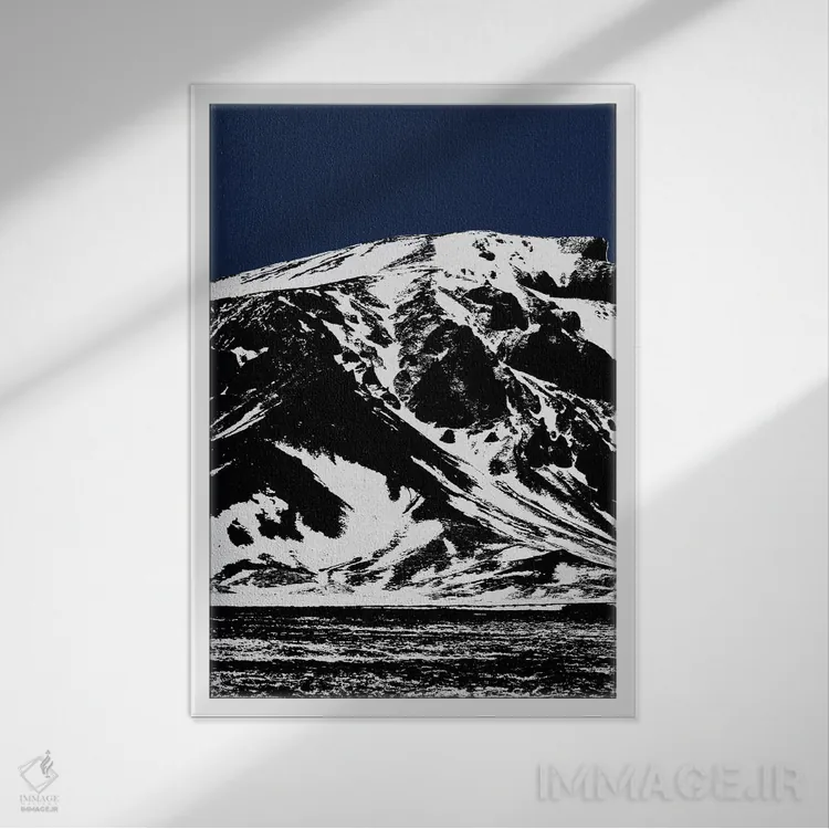 تابلو مدرن کوه آبی ۱ اثر اورارا استودیو - نمای قابدار سفید