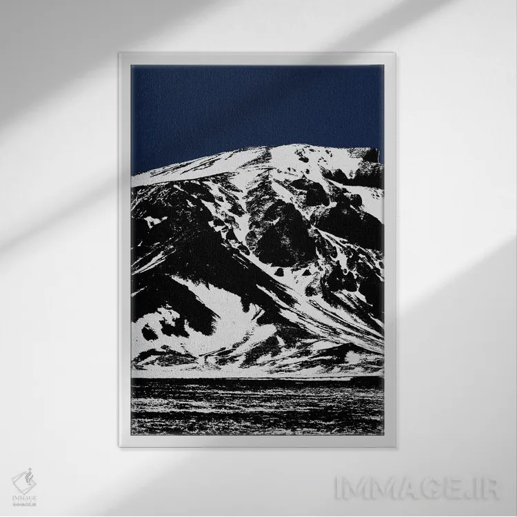 تابلو مدرن کوه آبی ۱ اثر اورارا استودیو - نمای قابدار سفید