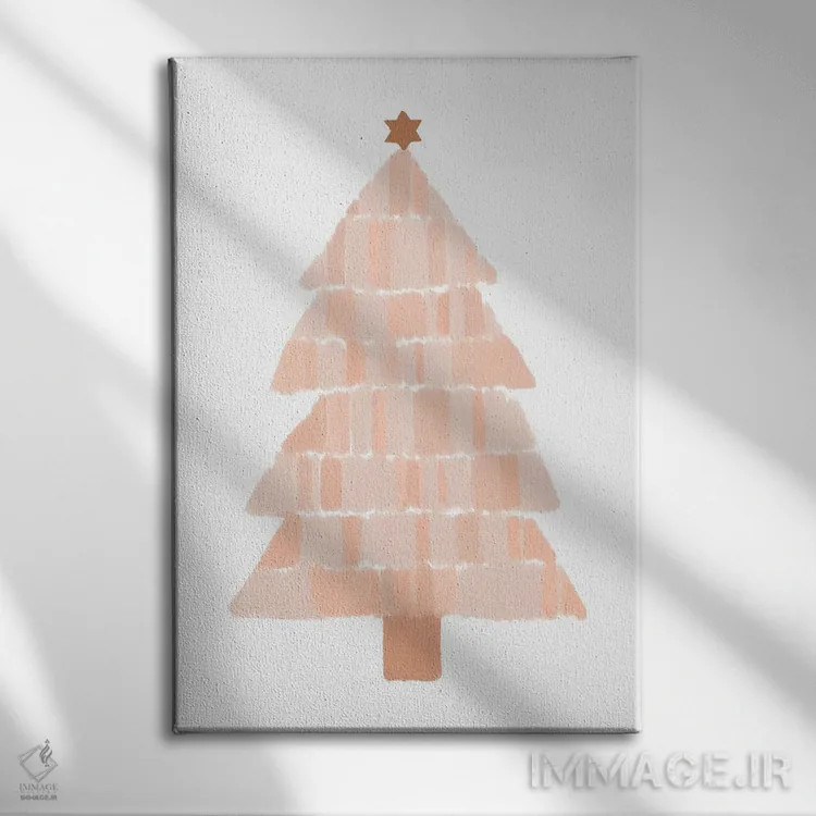 تابلو مینیمال نقاشی درخت کریسمس اثر اورارا استودیو - نمای روبهرو روی دیوار