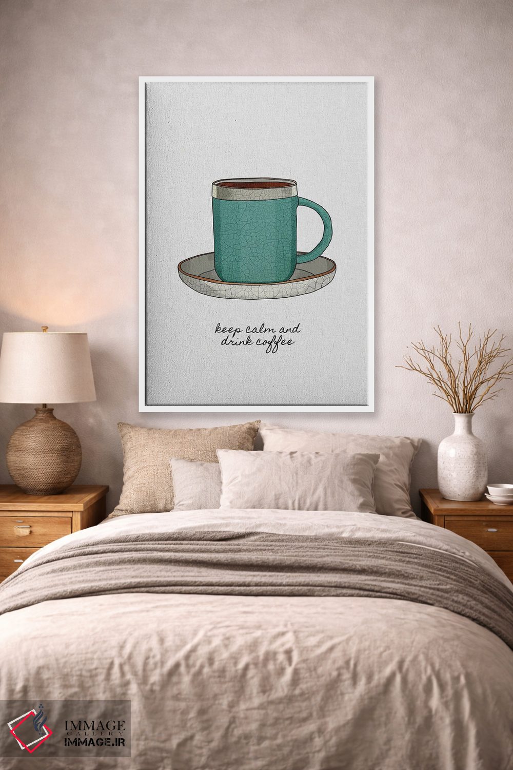 تابلو مینیمال آرام باش و قهوه بنوش اثر اورارا استودیو - D1W