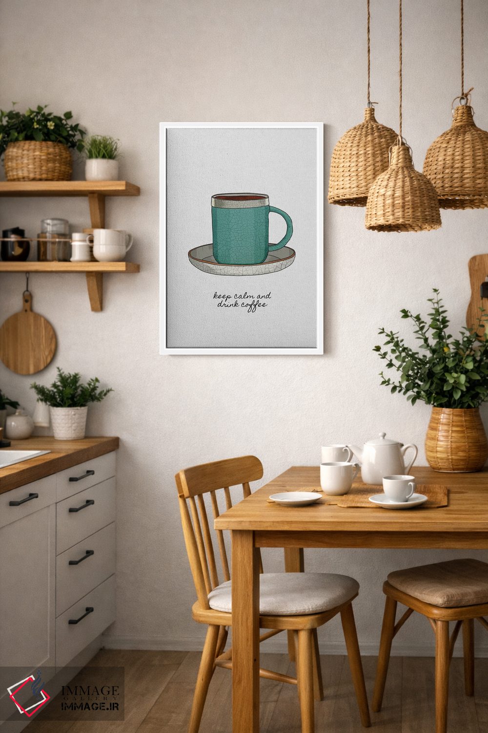 تابلو مینیمال آرام باش و قهوه بنوش اثر اورارا استودیو - D2W