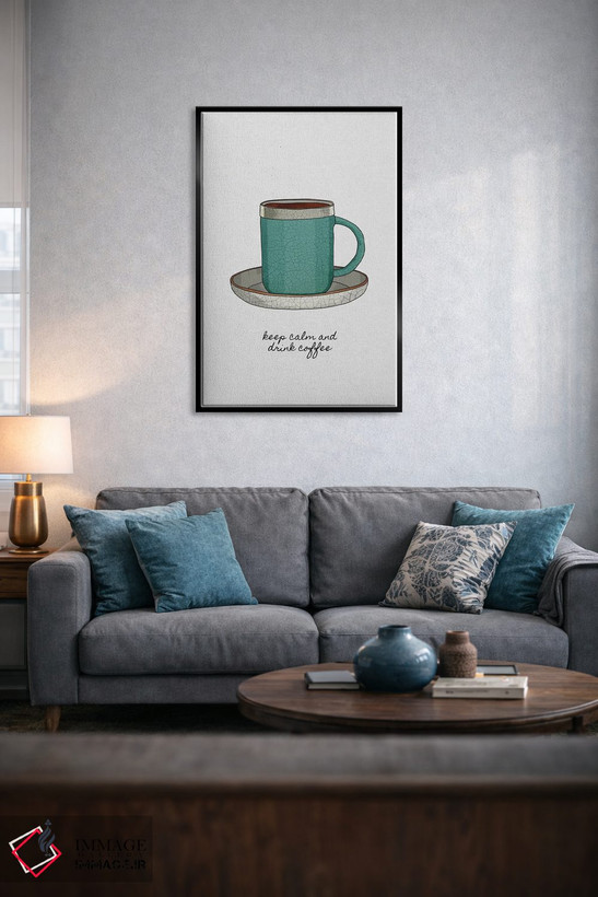 تابلو مینیمال آرام باش و قهوه بنوش اثر اورارا استودیو - D4B