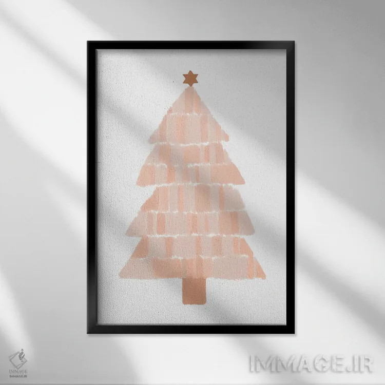 تابلو مینیمال نقاشی درخت کریسمس اثر اورارا استودیو - نمای قابدار مشکی