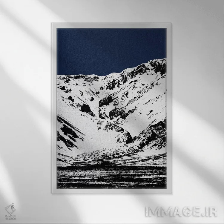تابلو مدرن کوه آبی ۲ اثر اورارا استودیو - نمای قابدار سفید