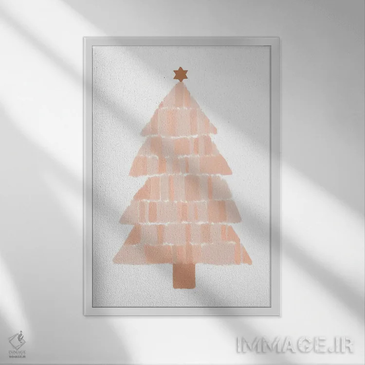 تابلو مینیمال نقاشی درخت کریسمس اثر اورارا استودیو - نمای قابدار سفید