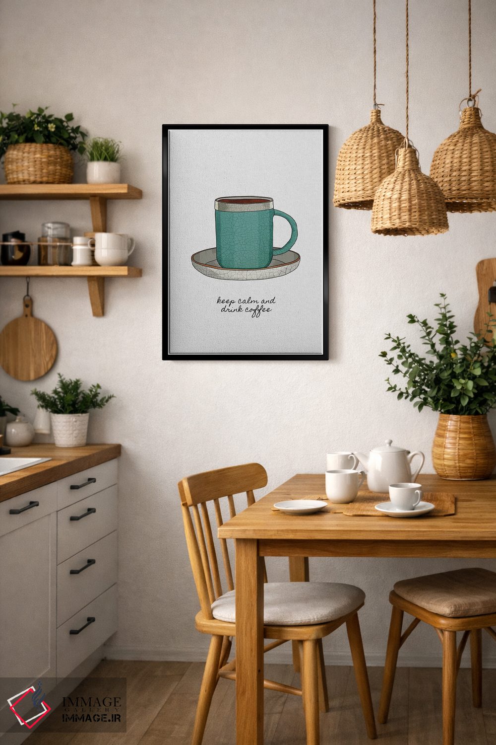 تابلو مینیمال آرام باش و قهوه بنوش اثر اورارا استودیو - D6B