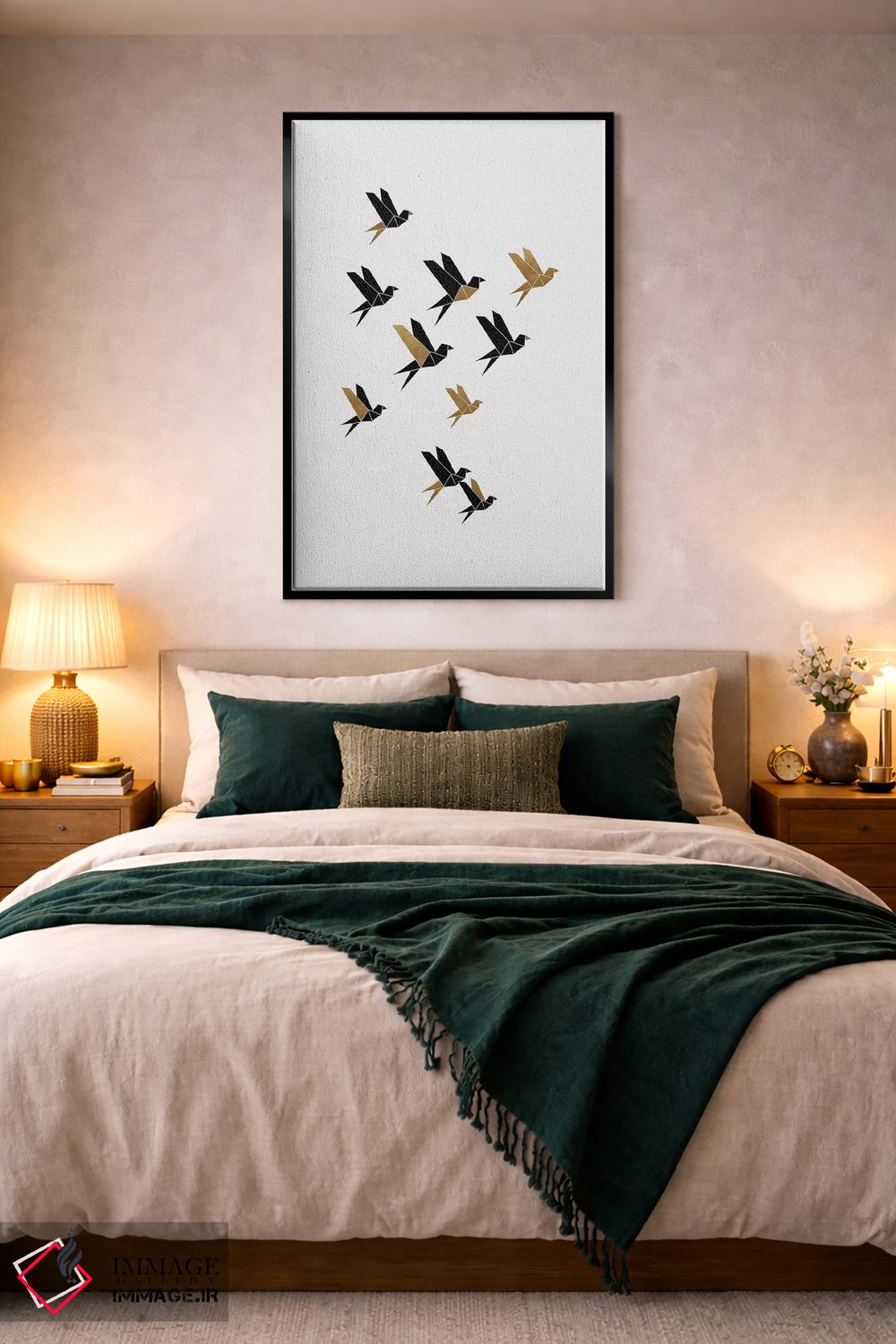 تابلو مینیمال کلاژ پرندگان اوریگامی ۳ اثر اورارا استودیو - D3B