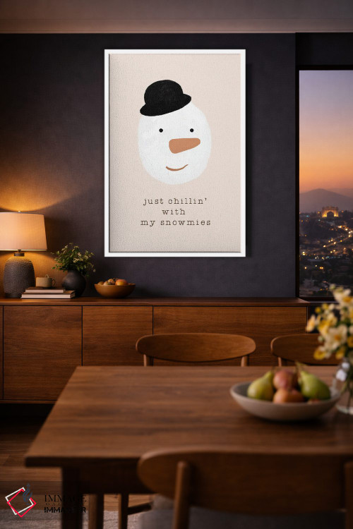 تابلو مینیمال ریلکس با برفی رفیقام اثر اورارا استودیو - D1W