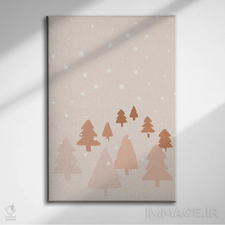 تابلو مینیمال جنگل زمستانی اثر اورارا استودیو - نمای روبهرو روی دیوار