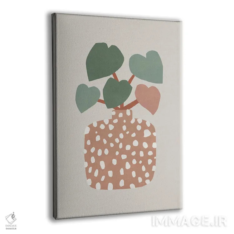 تابلو مینیمال تراتزو و گیاه قلبی اثر اورارا استودیو - نمای پرسپکتیو محصول