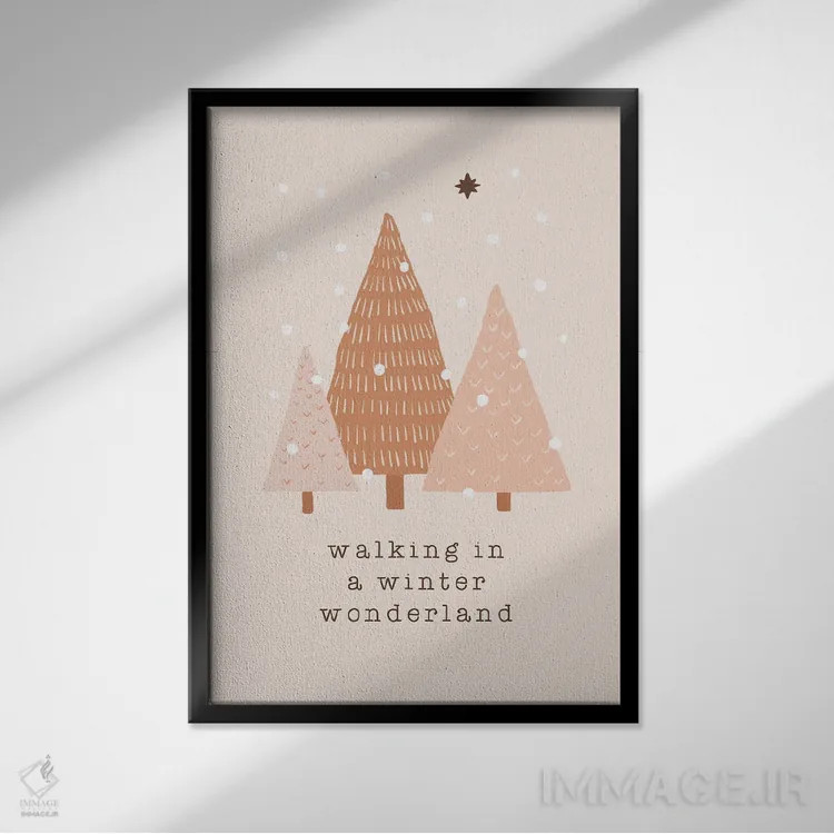تابلو مینیمال پیاده روی در سرزمین عجایب زمستانی اثر اورارا استودیو - نمای قابدار مشکی