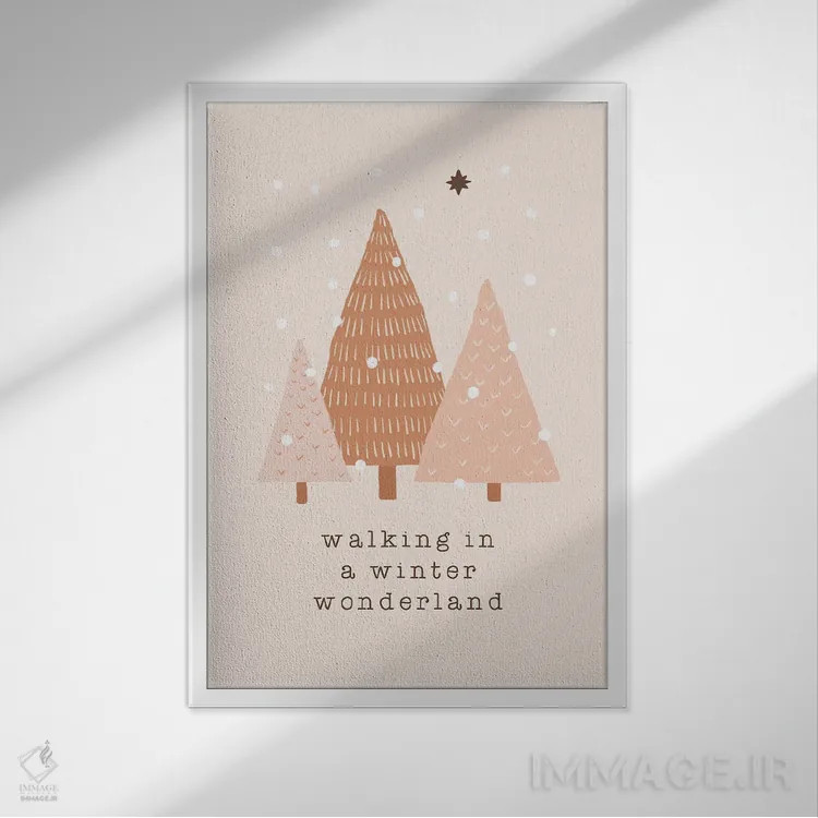 تابلو مینیمال پیاده روی در سرزمین عجایب زمستانی اثر اورارا استودیو - نمای قابدار سفید
